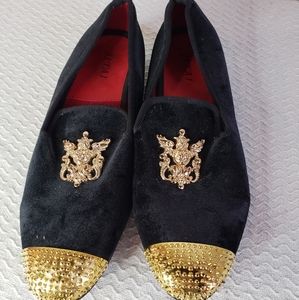 Jitai black and gold loafers